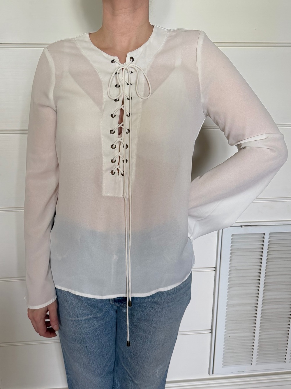 Nasty Gal Sheer Lace Up Top
